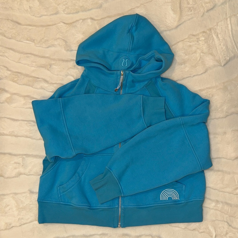 Lululemon 💙 Blue Scuba Zip Hoodie 🌺 Aloha Hawaii Rainbow limited edition - M/L